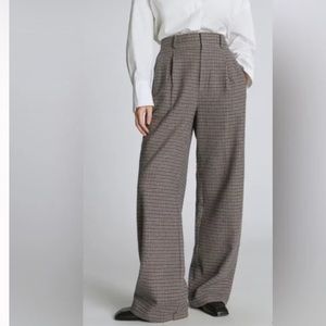 Everlane Womens Size 10 Way-High Drape Pant Brown Herringbone Wool